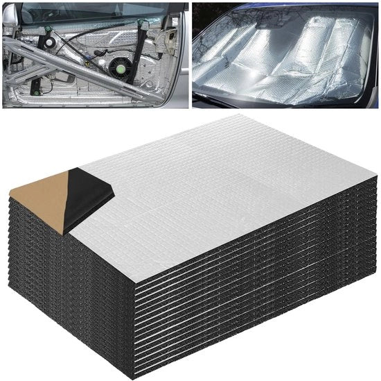 Materiale di isolamento acustico autoadesivo 15 pezzi - Isolamento acustico - Autoadesivo - Resistente all'umidità - Demolitore di rumore - Isolamento autoadesivo - 400 x 250 mm