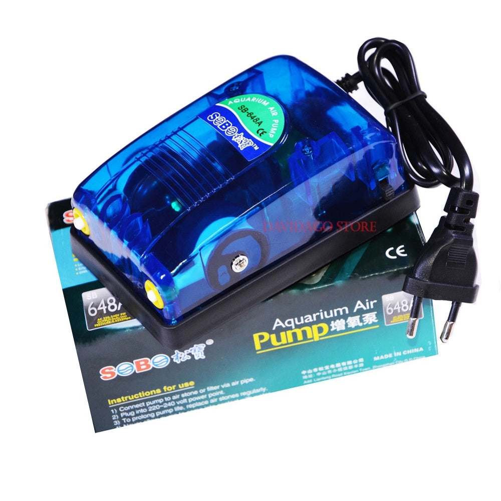 Trade Shop - Aeratore Pompa Aria Sb-648a Per Acquario Esterna Due Uscite Riciclo Ossigeno 5w -