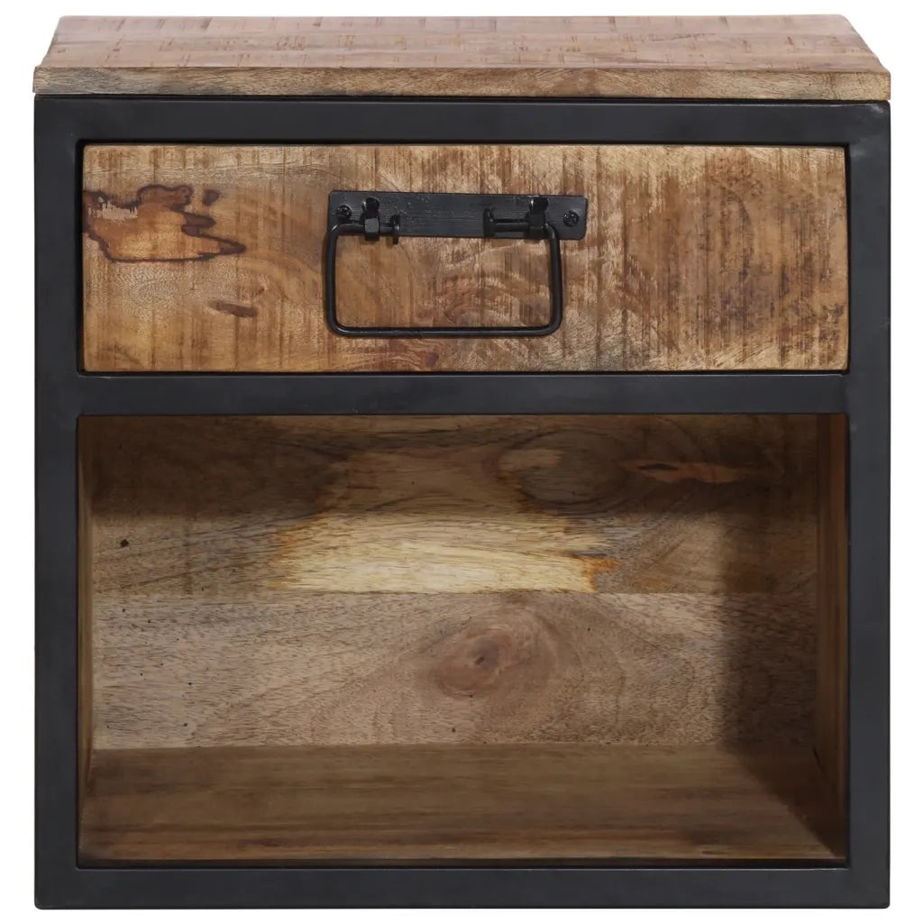 Comodino | Armadio da Notte | Mobiletto da notte 40x35x40 cm in Legno Massello di Mango