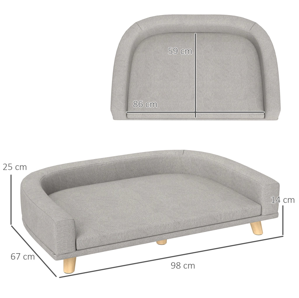 Divano-letto per cani 98x67x25 cm in poliestere grigio, cuscino sfoderabile -