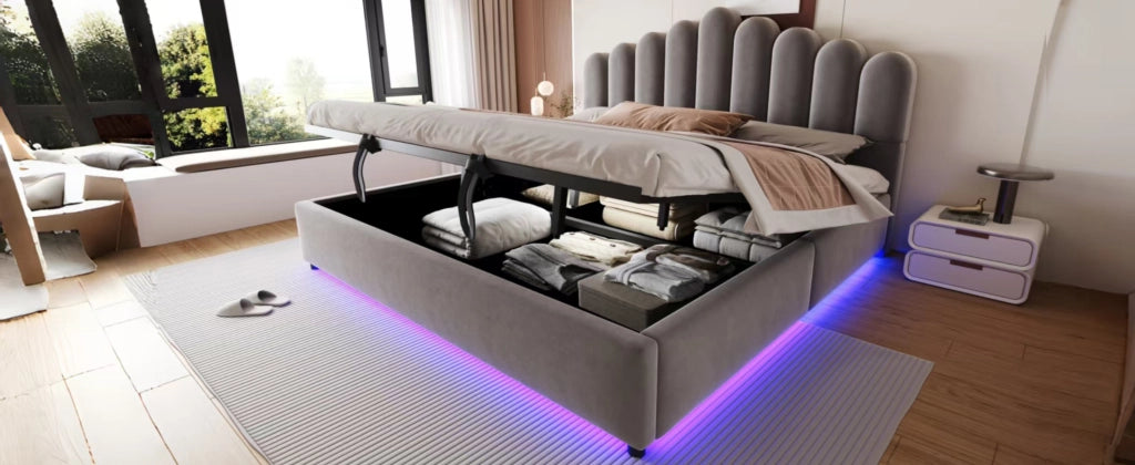 letto imbottito velluto grigio 180 x 200 cm