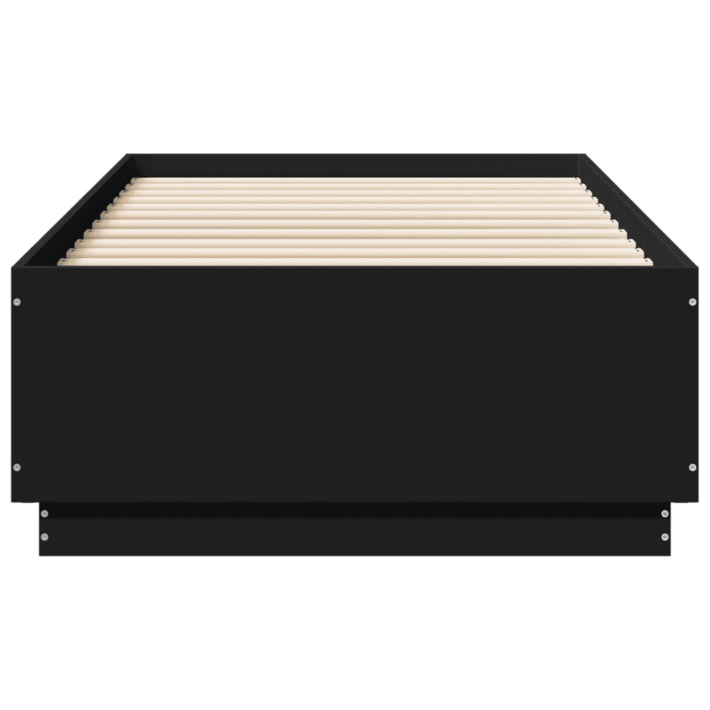 Letto singolo | Letto per adulti | Giroletto con Luci LED Nero 75x190 cm in Legno Multistrato