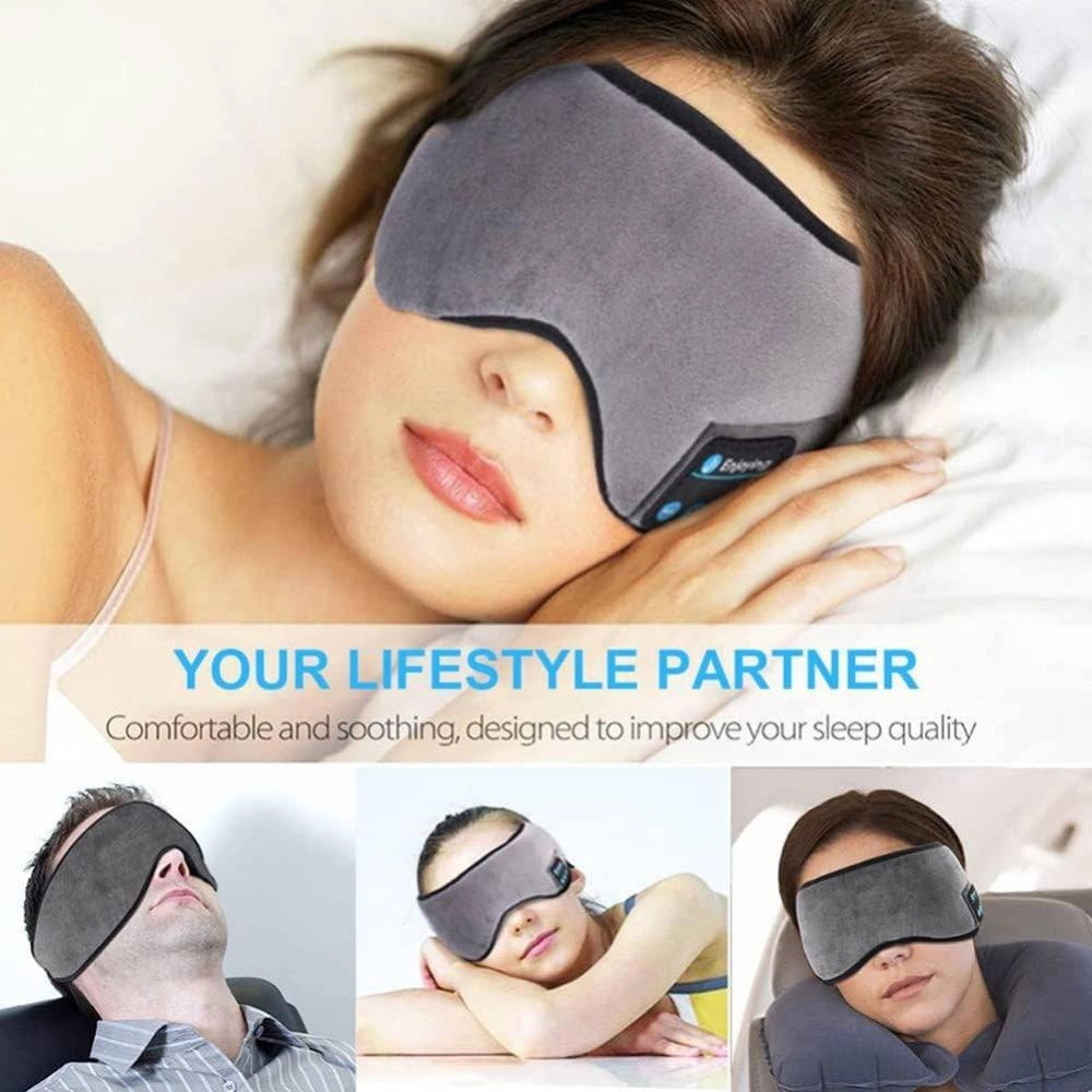 Trade Shop - Mascherina Occhi Per Dormire Con Cuffie Wireless Integrate Bluetooth 5.0 Morbida -