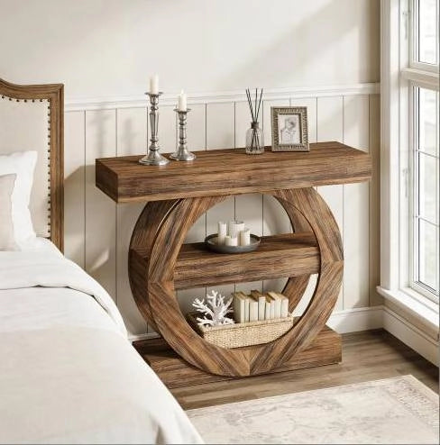 Consolle 3 ripiani 105x30x85 cm in legno marrone rustico HOMVRA