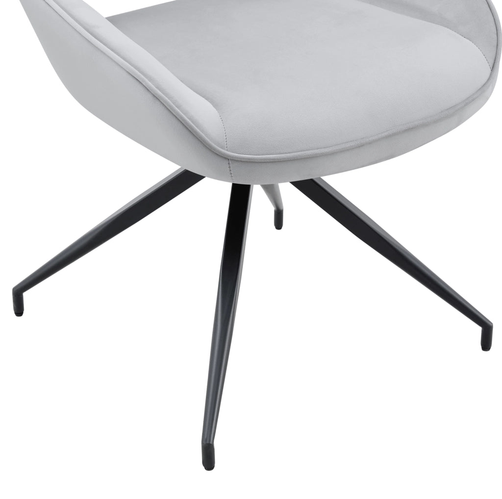 Set 2 sedie da pranzo girevoli a 360° in velluto grigio chiaro con braccioli HOMVRA