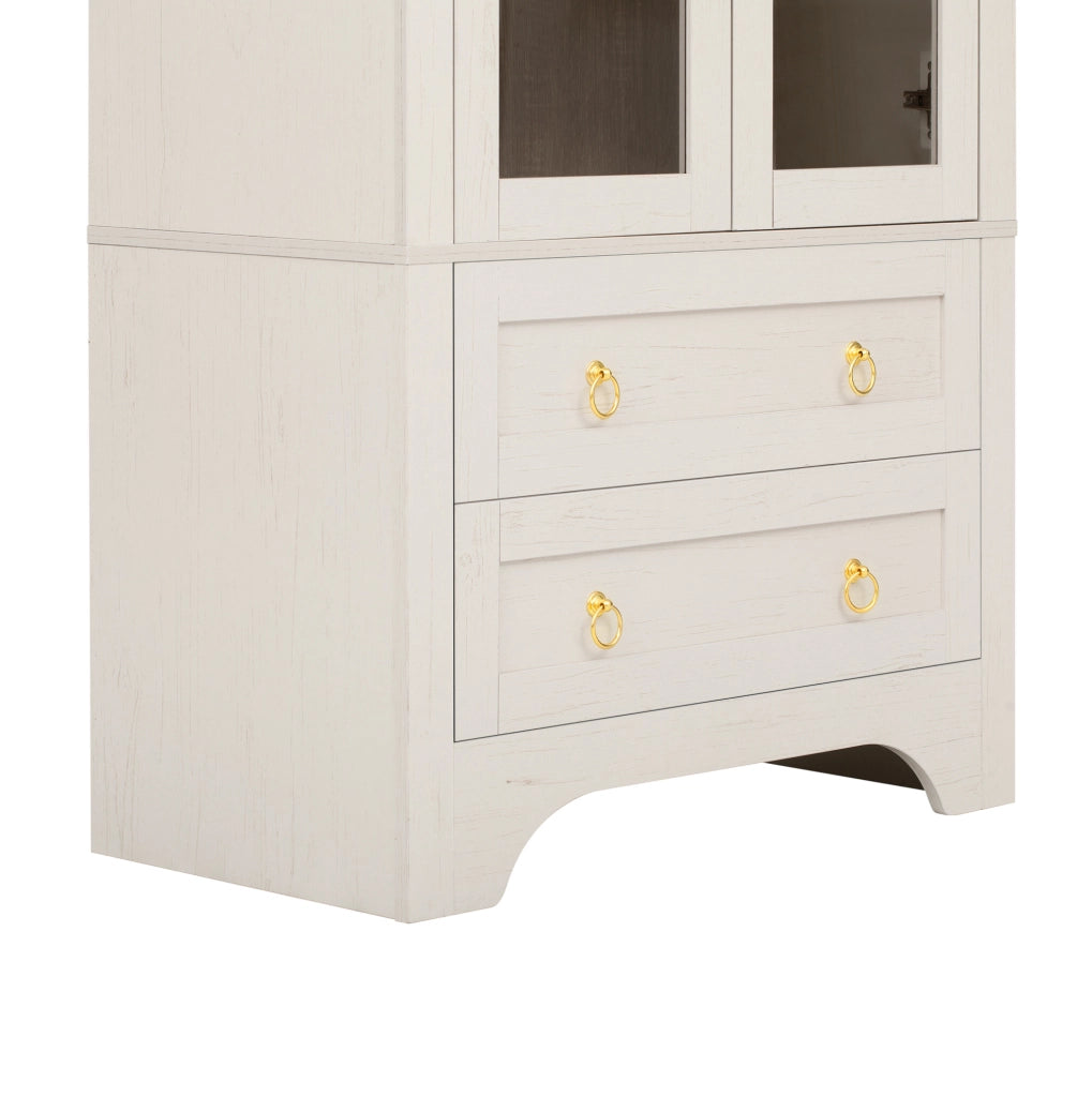 CREDENZA ALTA 76,2x40,1x180 cm Bianca in MDF e Vetro