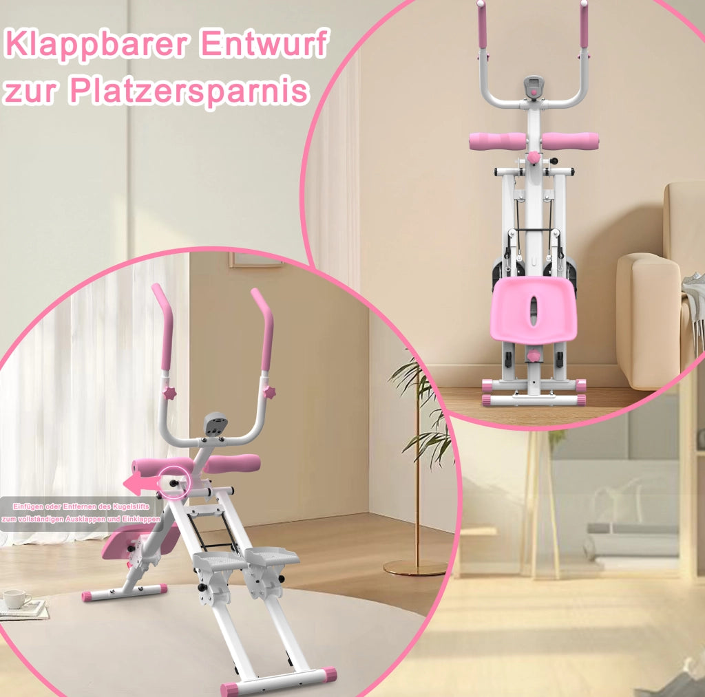 Stepper e attrezzo addominali 2 in 1 140x40x126 cm rosa e bianco