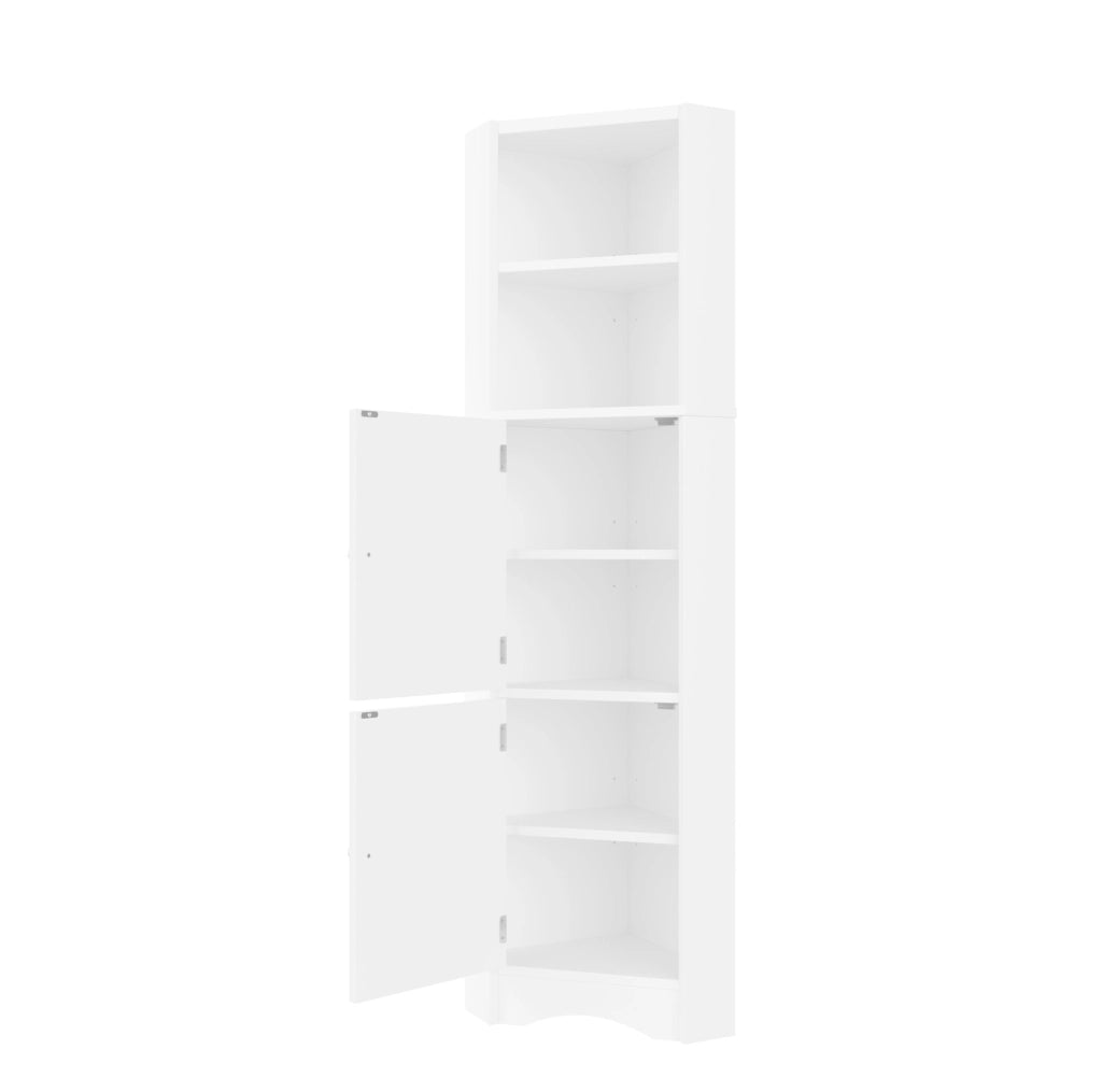 Mobile bagno angolare triangolare 51,7x32x155,4 cm in MDF bianco