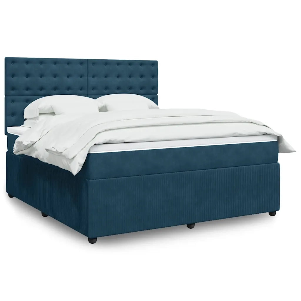 Giroletto a Molle con Materasso Blu Scuro 180x200 cm in Velluto