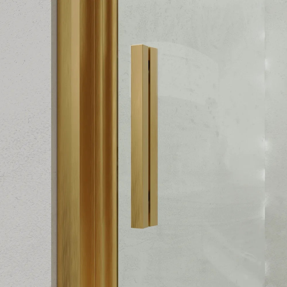 Porta doccia scorrevole 140cm profili slim oro spazzolato vetro 6mm trasparente anticalcare h190 m| Portofino