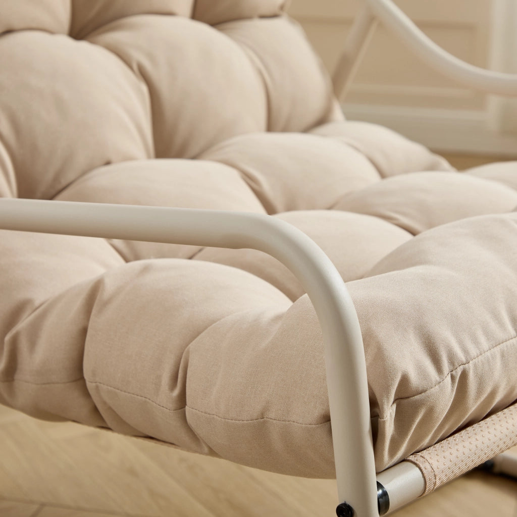 Poltrona Dondolo con Cuscino ¨C MINIMAL ¨C Beige, Tessuto