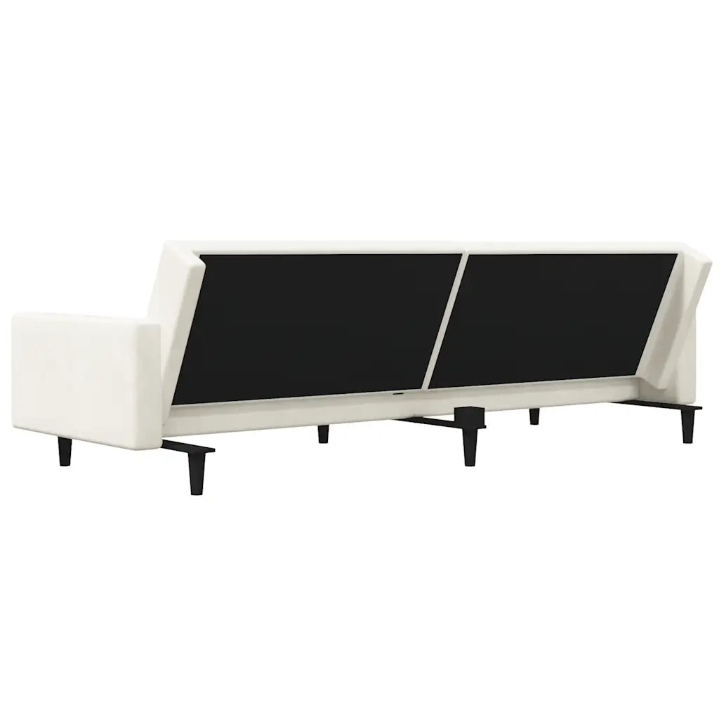 Divano letto | Sof¨¤ letto | Letto singolo a 2 Posti con 2 Cuscini Crema in Velluto