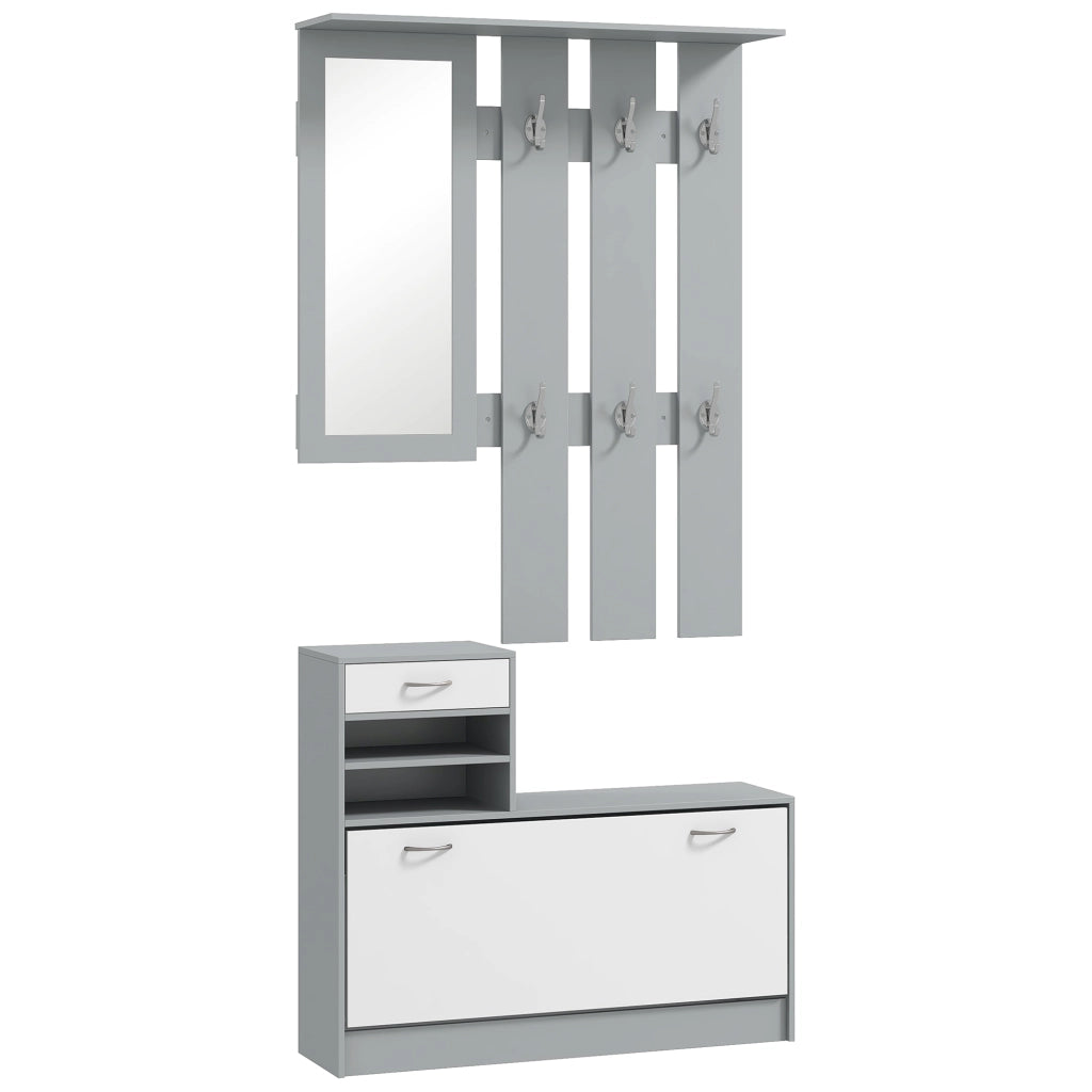 Appendiabiti con Specchio e Scarpiera ¨C Minimal ¨C Grigio 60x160x35