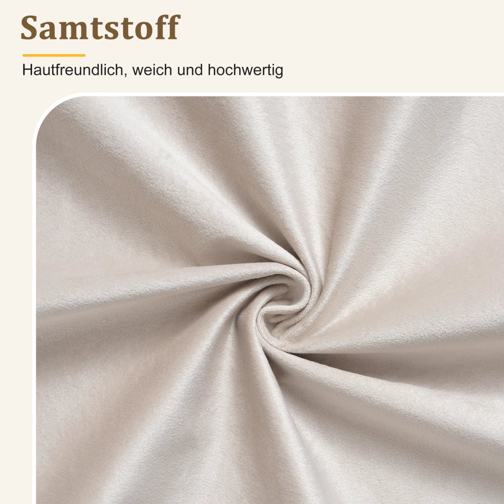 Letto matrimoniale contenitore 180 × 200 cm in velluto color crema con testiera rete a doghe e gambe in legno
