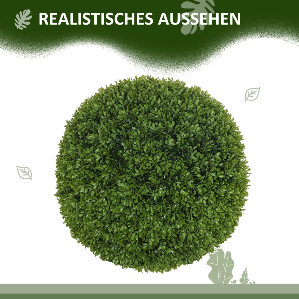 Sfere di bosso artificiali con 2 pezzi in plastica verde Ø 40 cm per interno ed esterno