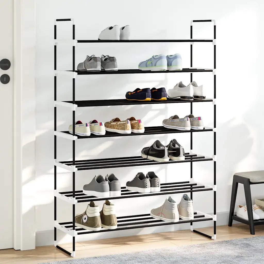Scarpiera | Mobile per scarpe con 7 Ripiani in Metallo e Plastica Nero