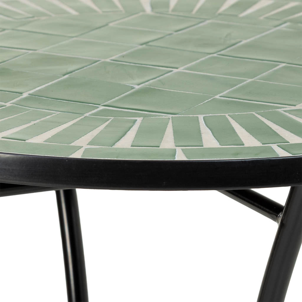 Set tavolo e 2 sedie in mosaico e ferro battuto Verde, tavolo: P60x75h
