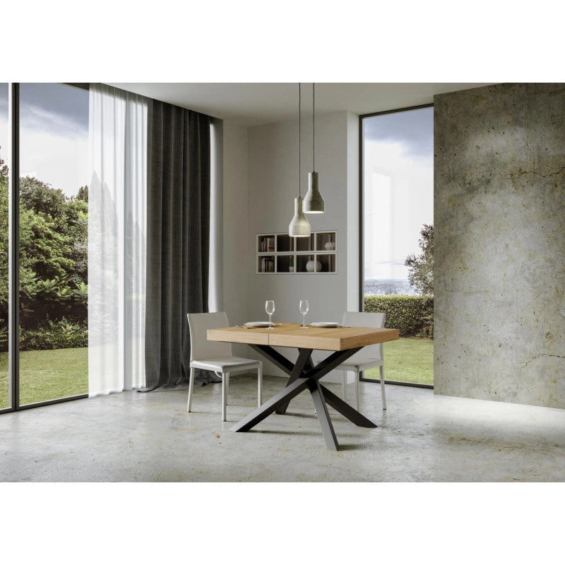 Tavolo allungabile 140/400x90 cm Volantis telaio Antracite - Quercia Natura