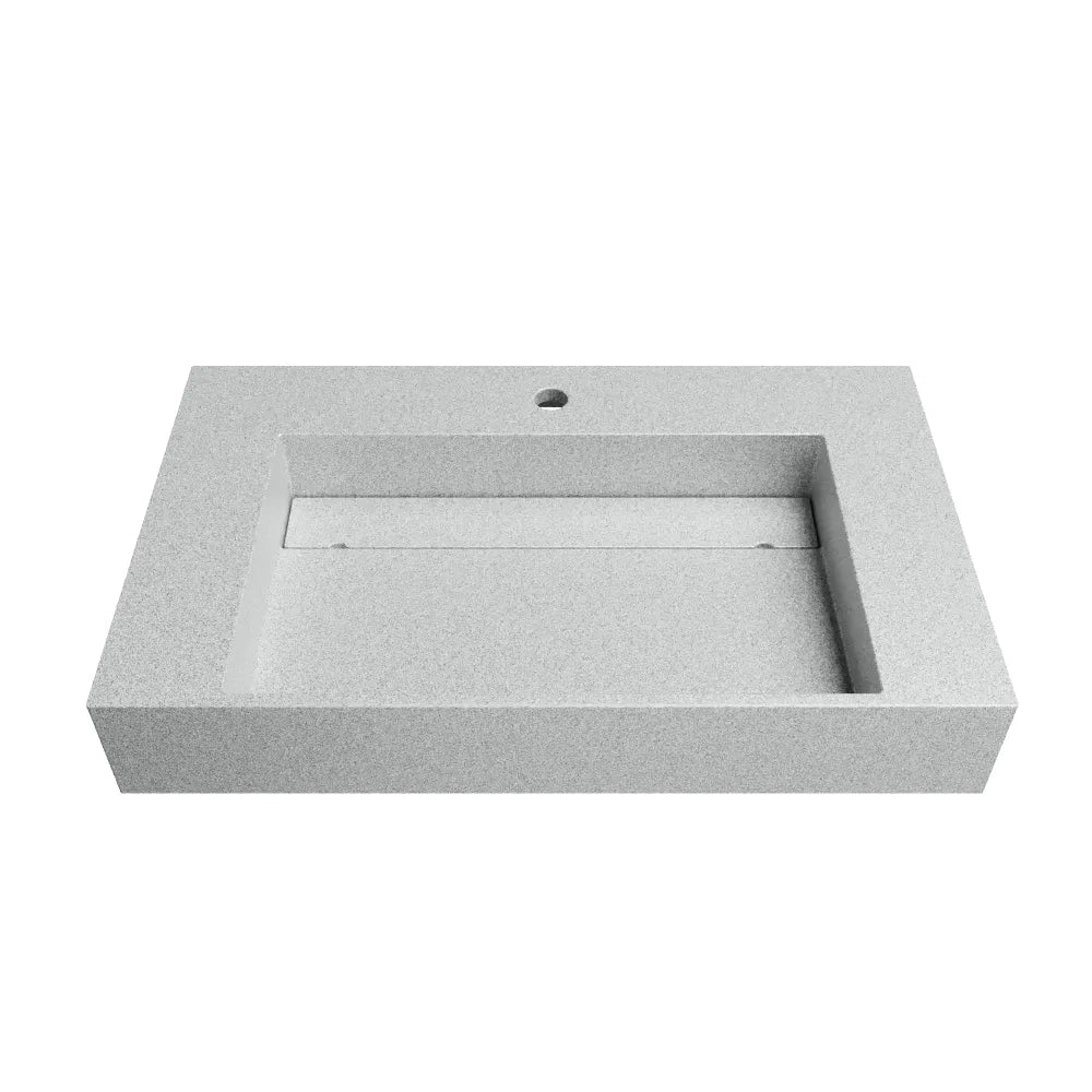 Lavabo sospeso a muro rettangolare 90x48x13 cm in microcemento beige | Tasman