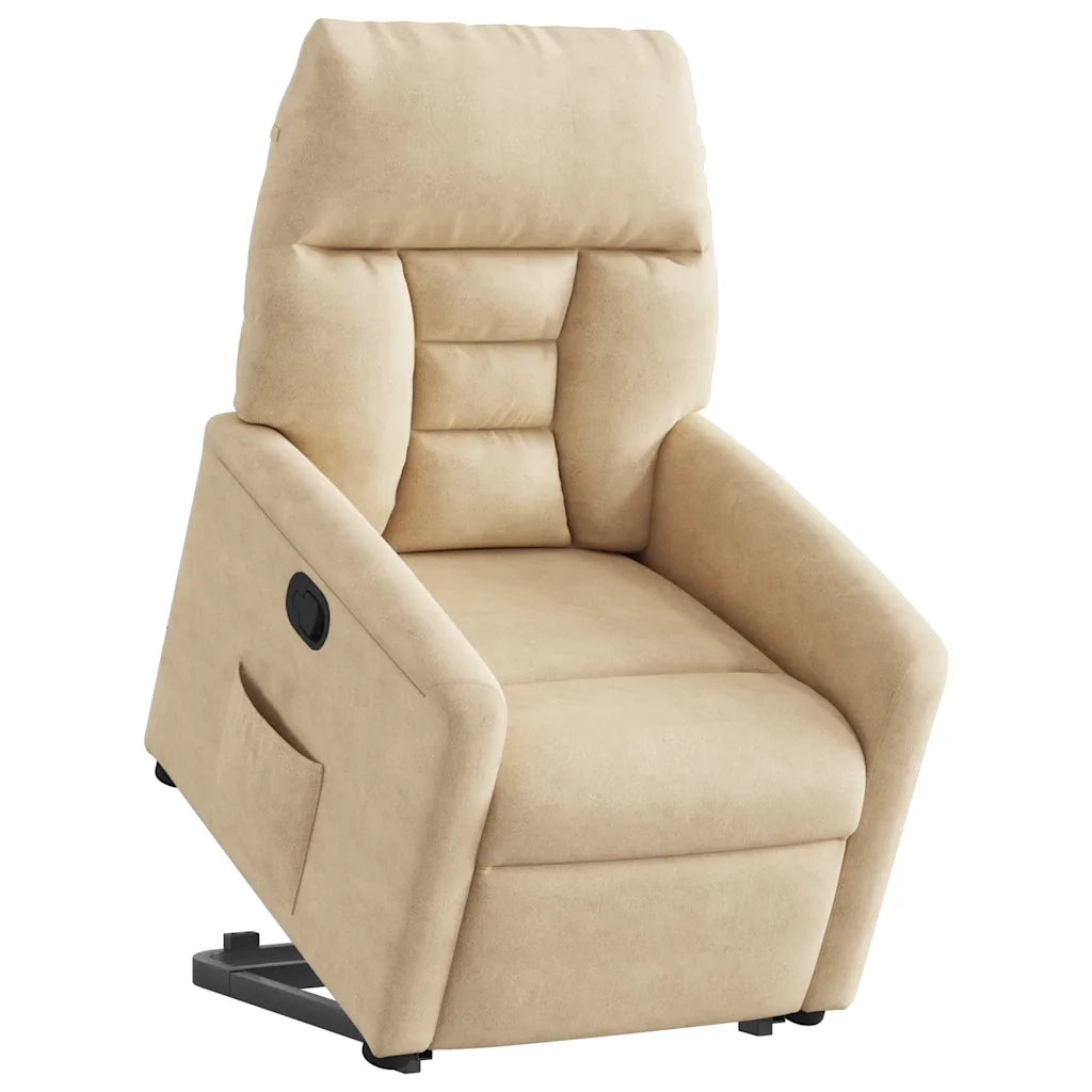 Divano Sedia-Poltrona Alzapersona Reclinabile Crema in Tessuto Microfibra 397508