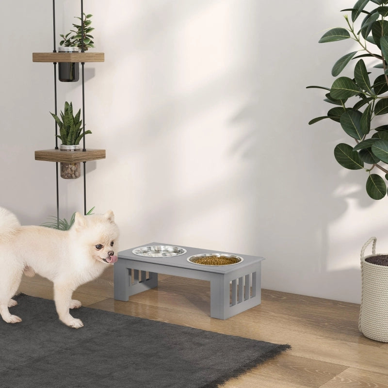 CIOTOLE ALZATE PER CANI 44x24x15 cm Grigio MDF e acciaio inox