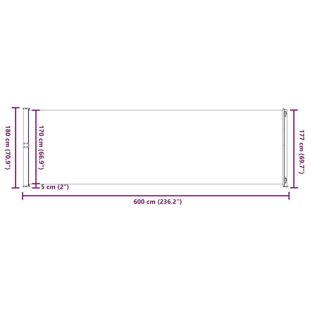 Extendable Side Awning 180x600 Cm Grey