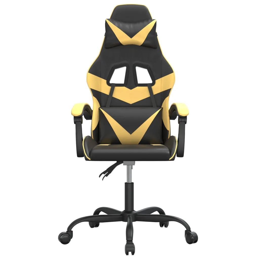 Sedia da Gaming Girevole Nera e Oro in Similpelle 349545