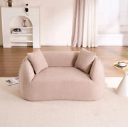 Divano modulare moderno 2 posti in tessuto Chenille beige Apricot, senza montaggio, ideale per piccoli spazi