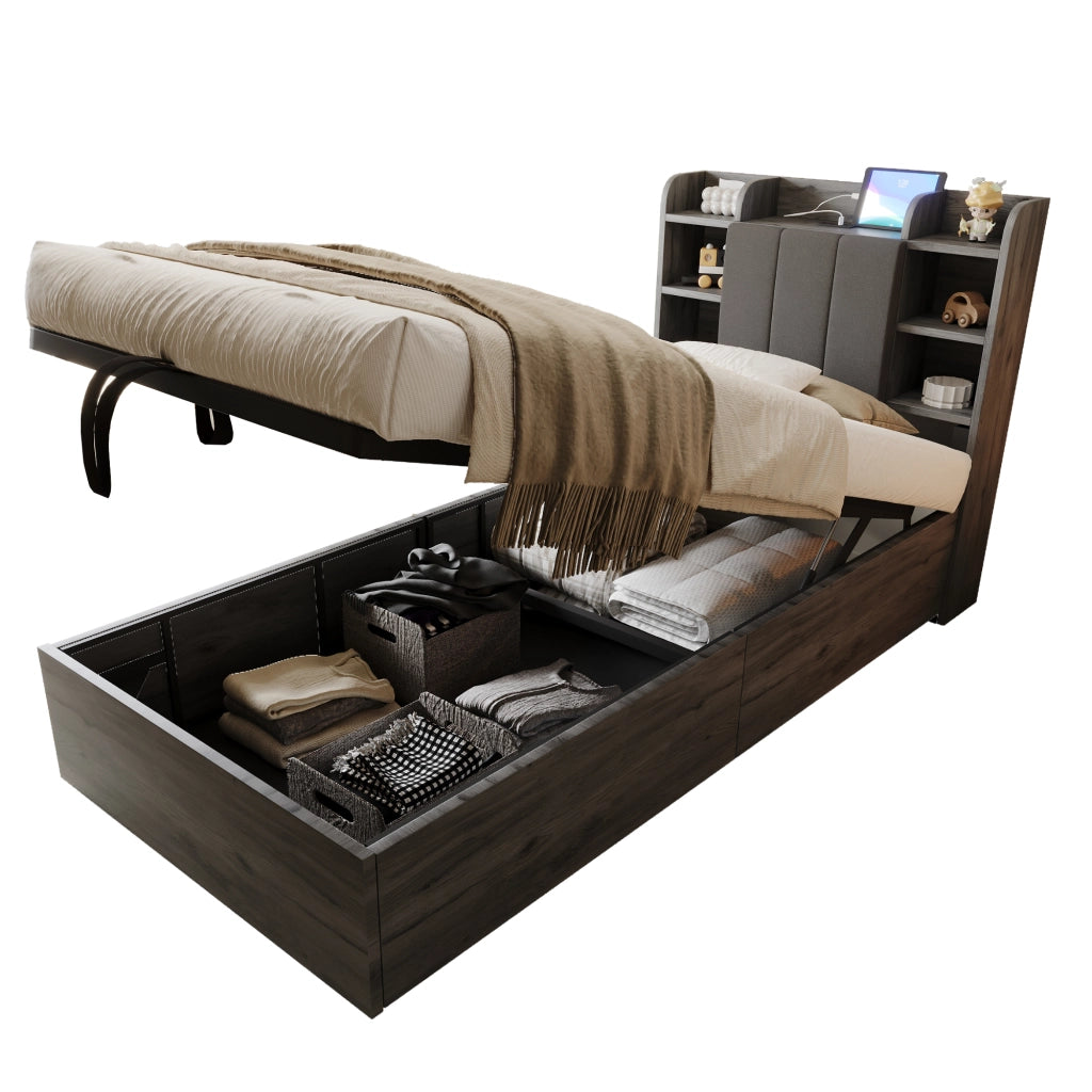 letto in mdf grigio 90 x 200 cm