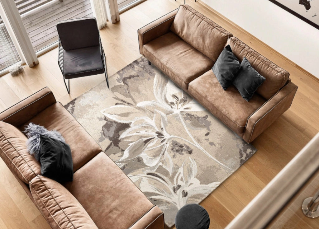 Tappeto Arredo Salotto Antiscivolo Scendiletto Camera Dis.Vanilla  By Suardi - 175x240 - Tortora
