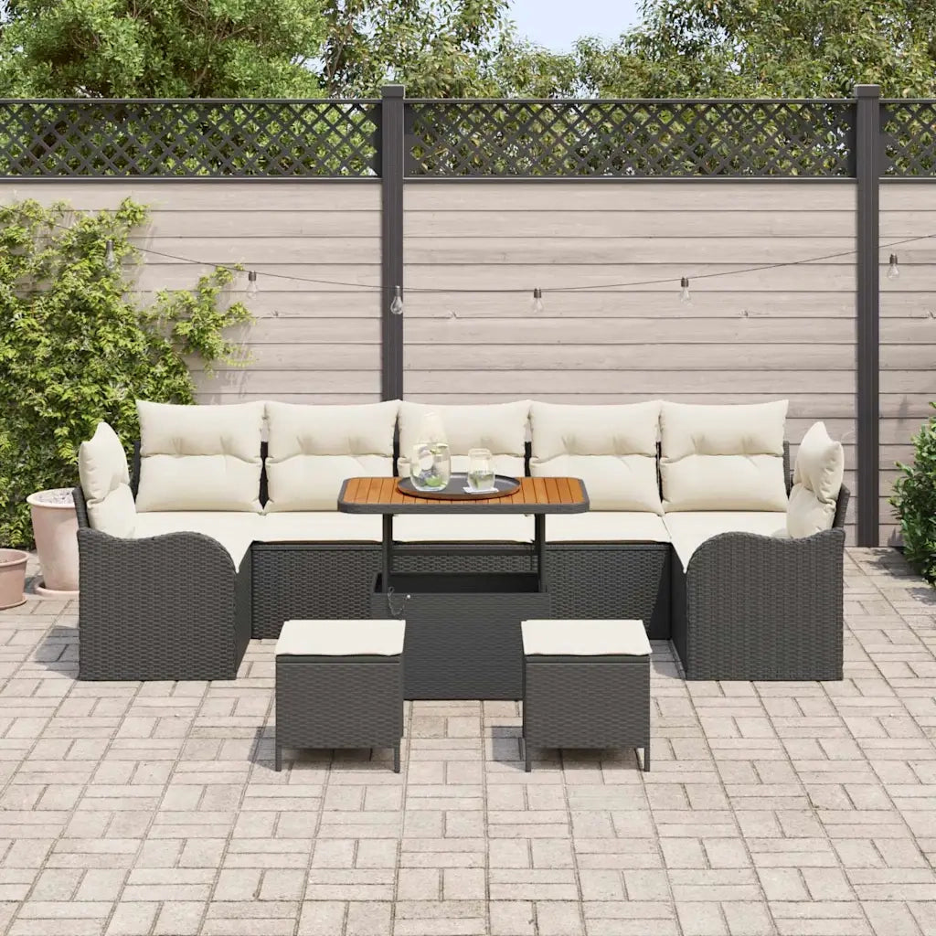 Set Divano da Giardino con cuscino 10 pcs Nero polyrattan 3362250
