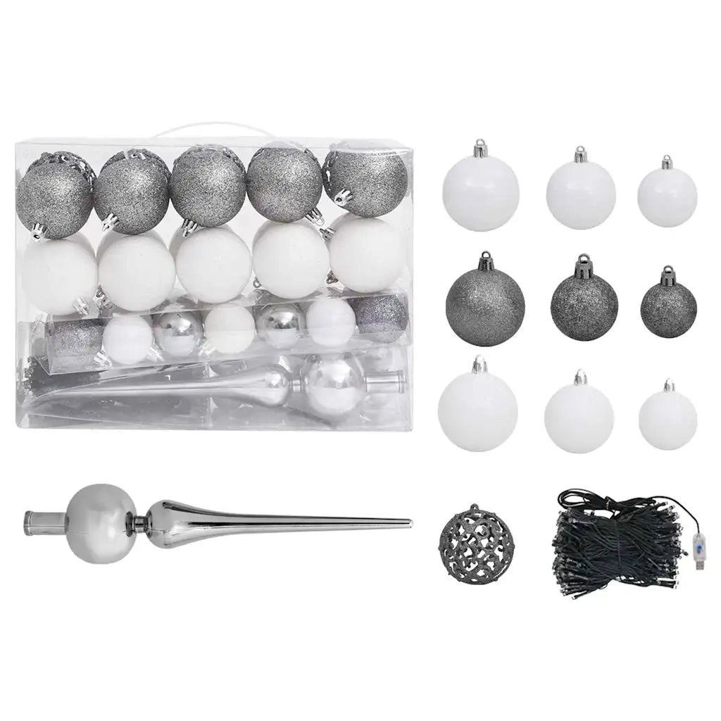 Albero di Natale Preilluminato con Palline Nero 120 cm PVC 3077674