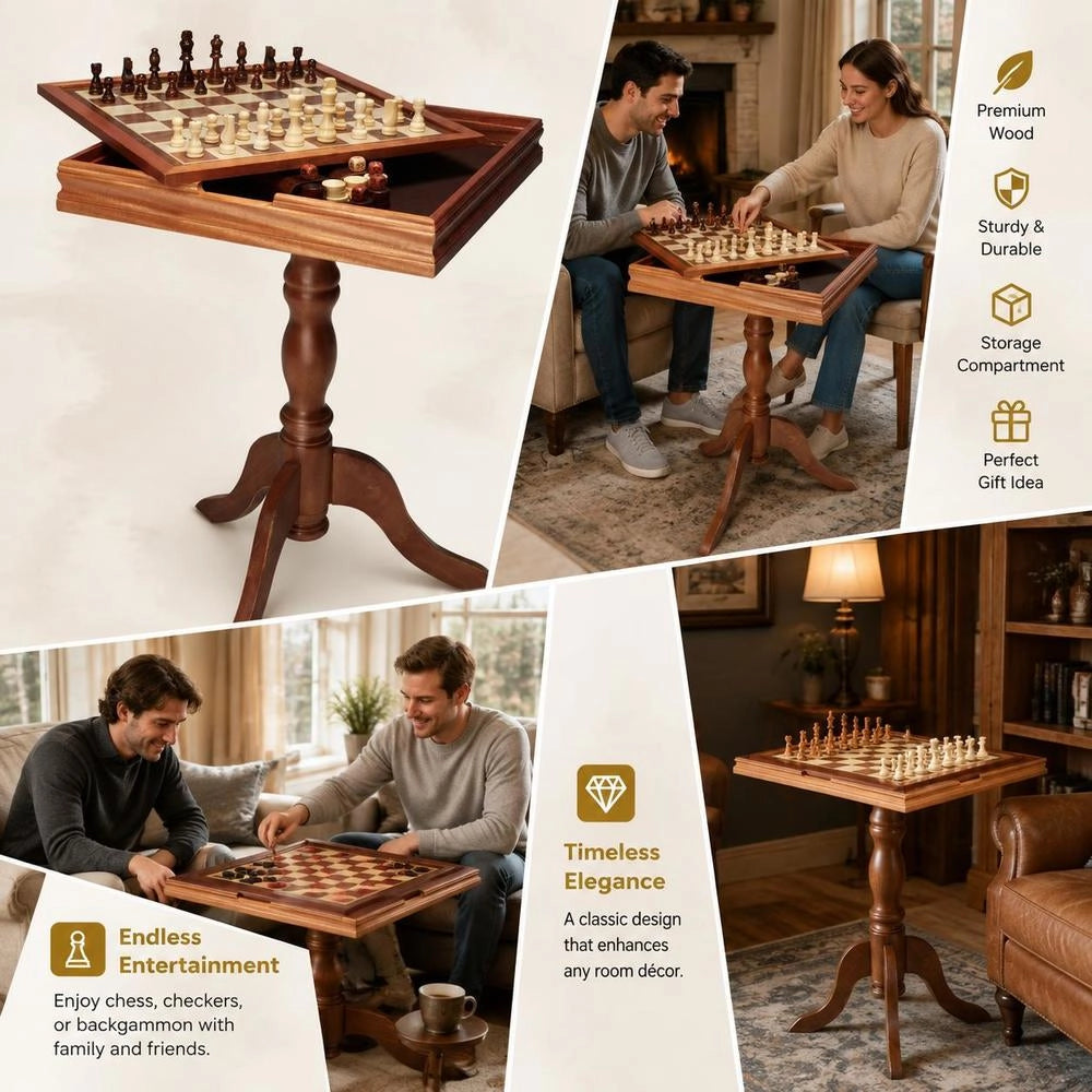 Wooden Chess Set, 650 X 650 X 675 Mm, Desktop Chessboard With Chess Pieces, Chess Set For Parties And Family Activities, Travel Chess, Children's Chess Board