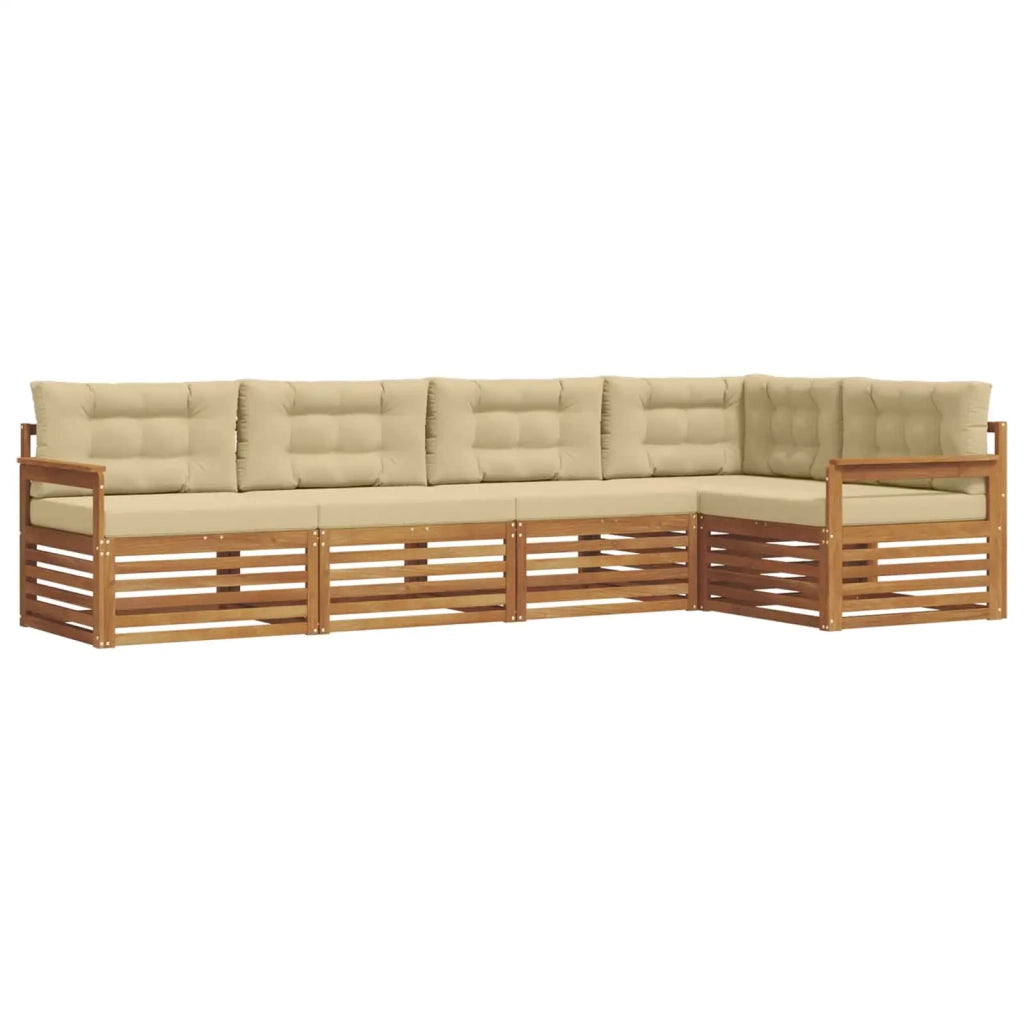 Set di divani da esterno con cuscino 5 pcs Naturale e Beige 3373448