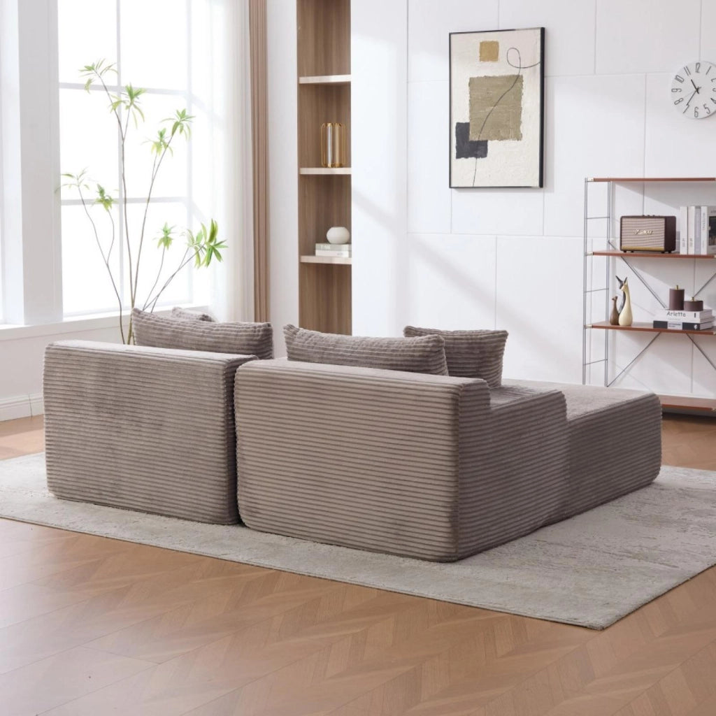 Divano modulare, divano compatto, divano in ciniglia, schiuma ad alta elasticità 30D, base antiscivolo, 2 posti, grigio