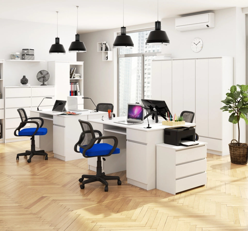Scrivania per computer AKORD A5 Bianco 135 cm 2 ante 2 cassetti 135x50x77 cm