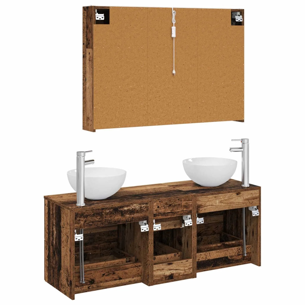Set di mobili per il bagno 4 pz Legno antico 3406749