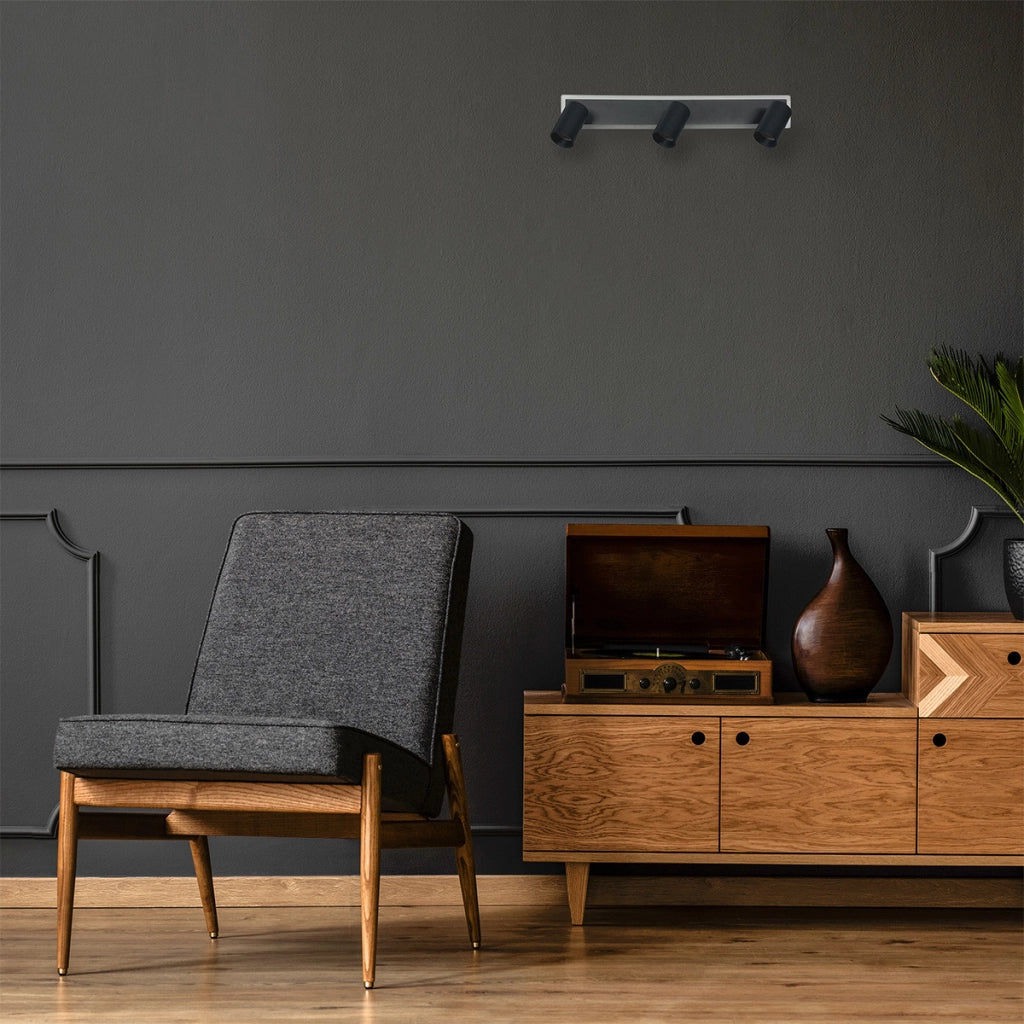 Applique moderna nera Parma 3xGU10+LED CCT LightPrestige