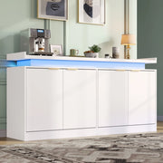 Madia con 4 ante e illuminazione LED, credenza da cucina/soggiorno con ampio spazio contenitore, 160x39x83 cm