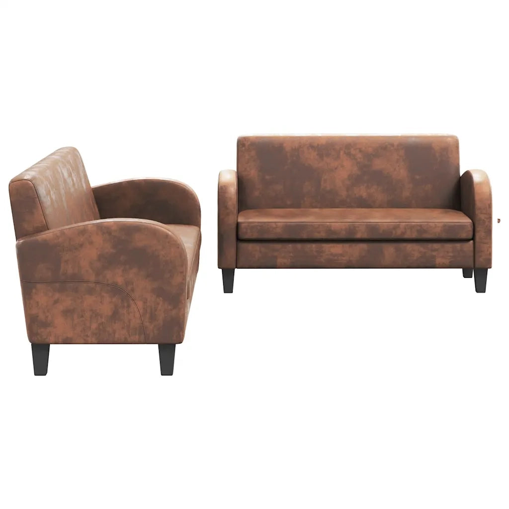 Set Divani 2 pz in Camoscio Artificiale Marrone