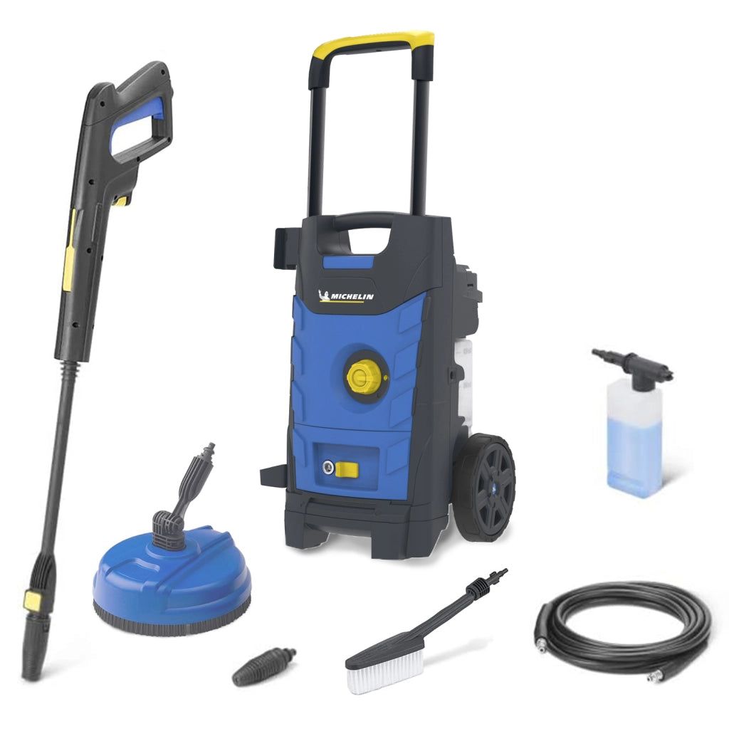 Michelin Idropulitrice MPX19ELP, ad Alta Pressione, per Auto ed Esterni Casa, con Lavapavimenti e Spazzola Fissa, Pressione max. 140 bar, Portata max. 460 l/h, Assorbimento 1900 W
