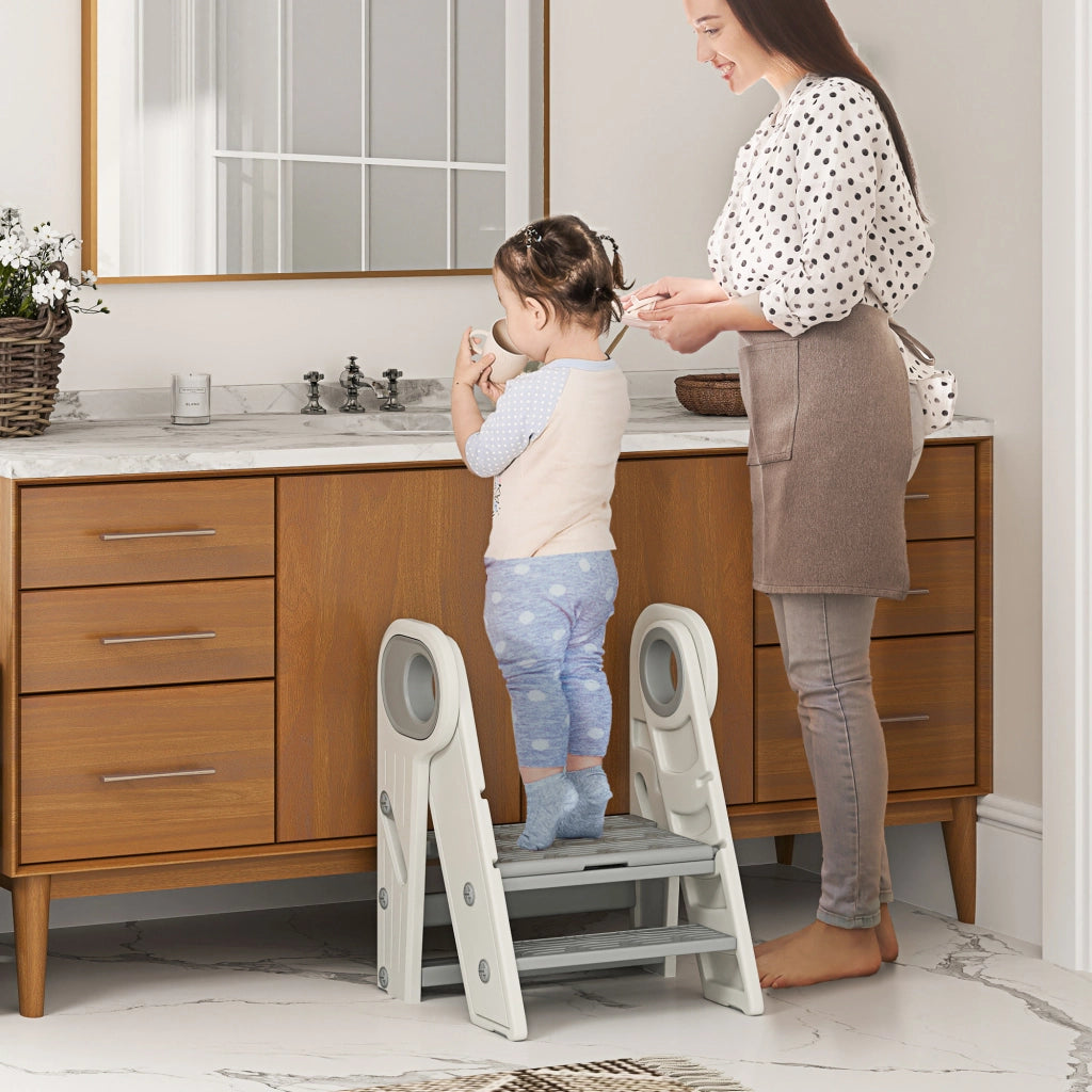 Scala di apprendimento regolabile per bambini ¨C zephmum ¨C grigio e bianco 90x40x90 cm