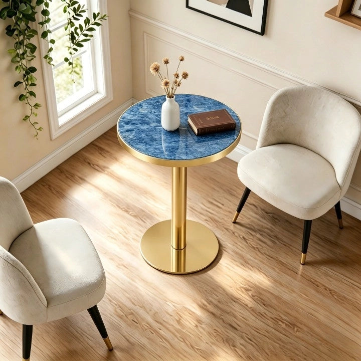 TAVOLINO Rotondo 60 cm Blu in MDF e Metallo