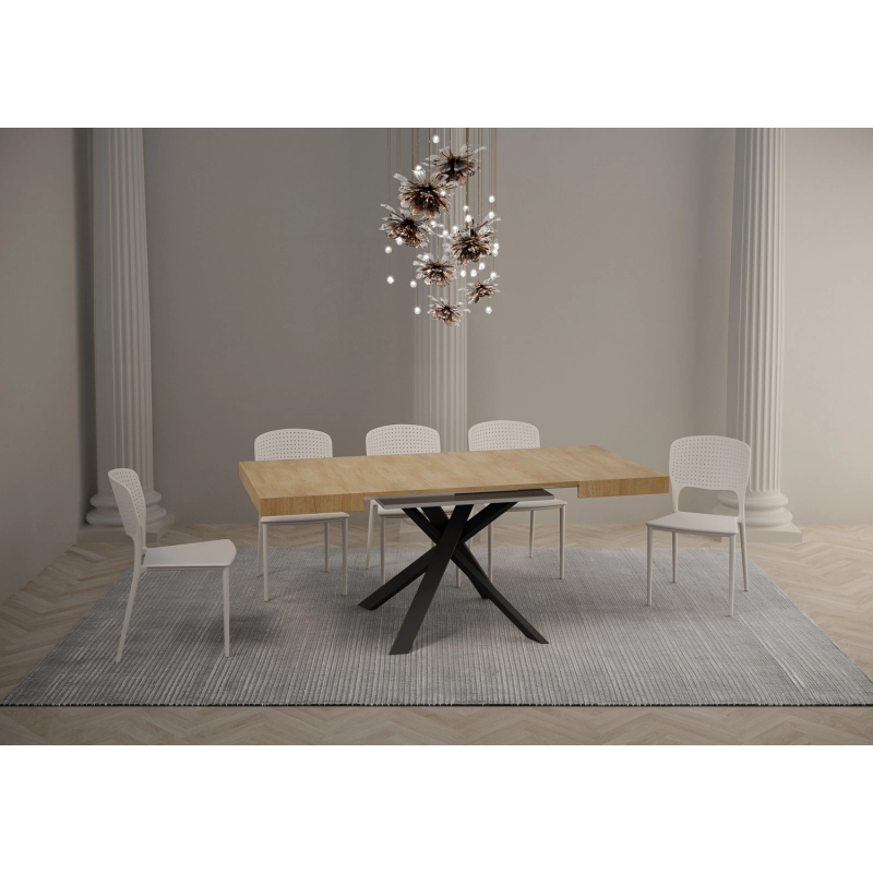 Tavolo allungabile 90x90/194 cm Clerk piano - gambe Antracite - Quercia Natura