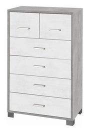Mobile cassettiera 6 cassetti H112 L70 P41 Cm Struttura color Cemento frontali Bianco Ossido 772k Sarmog