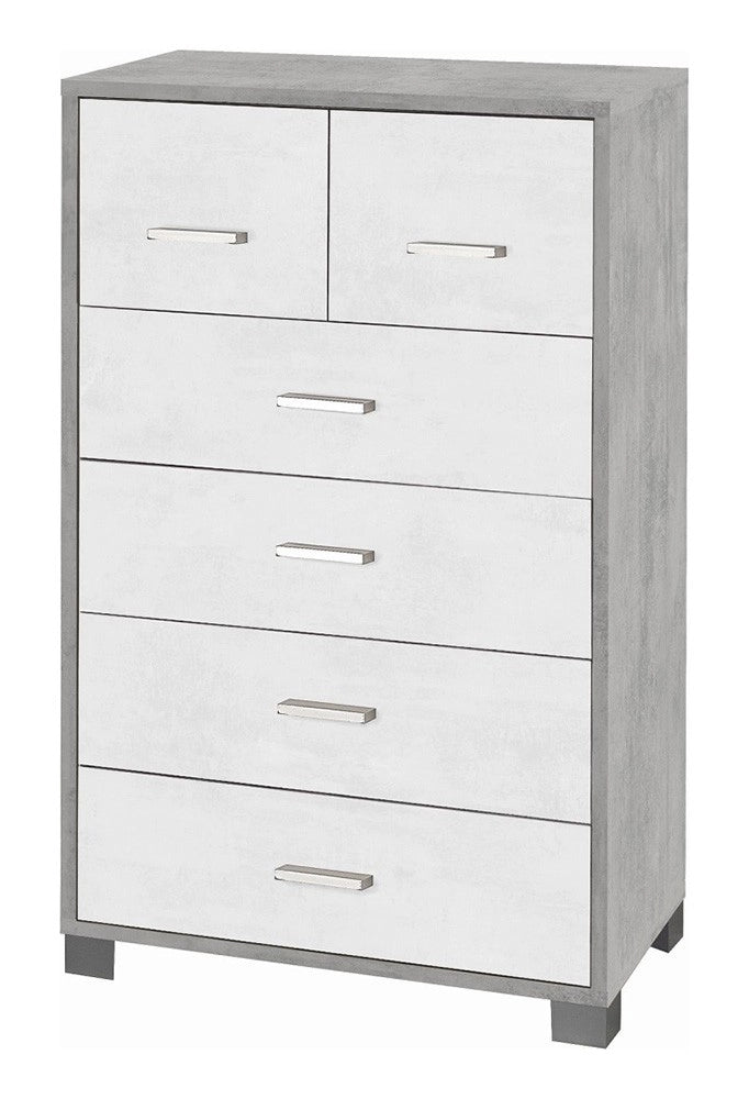 Mobile cassettiera 6 cassetti H112 L70 P41 Cm Struttura color Cemento frontali Bianco Ossido 772k Sarmog
