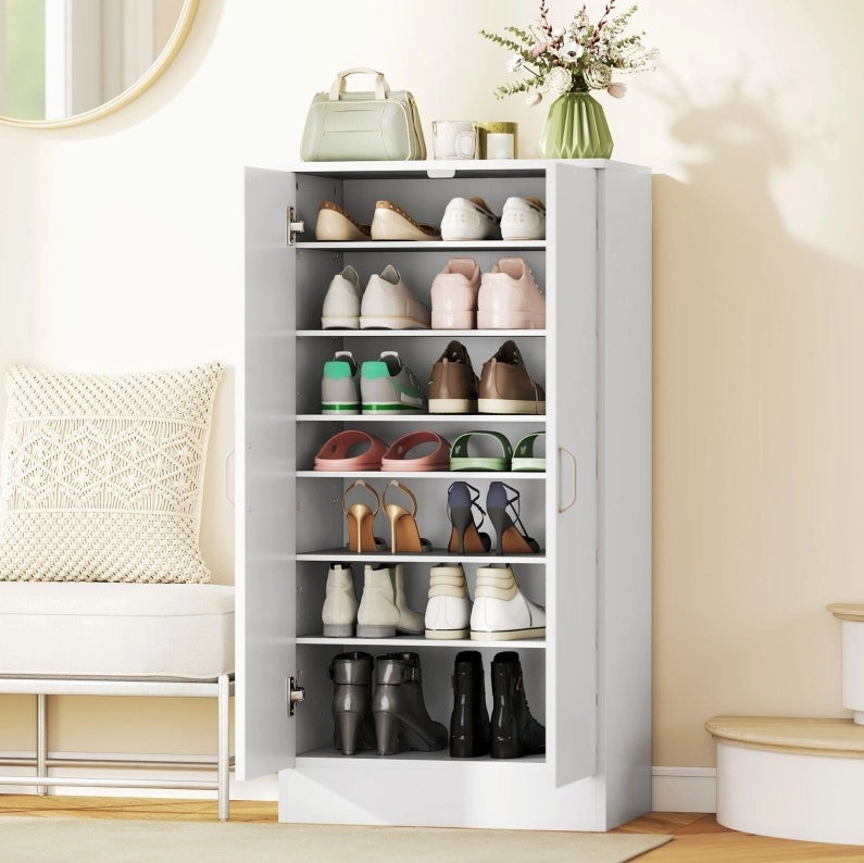 Mobile portascarpe bianco 7 ripiani 55x35x108 cm