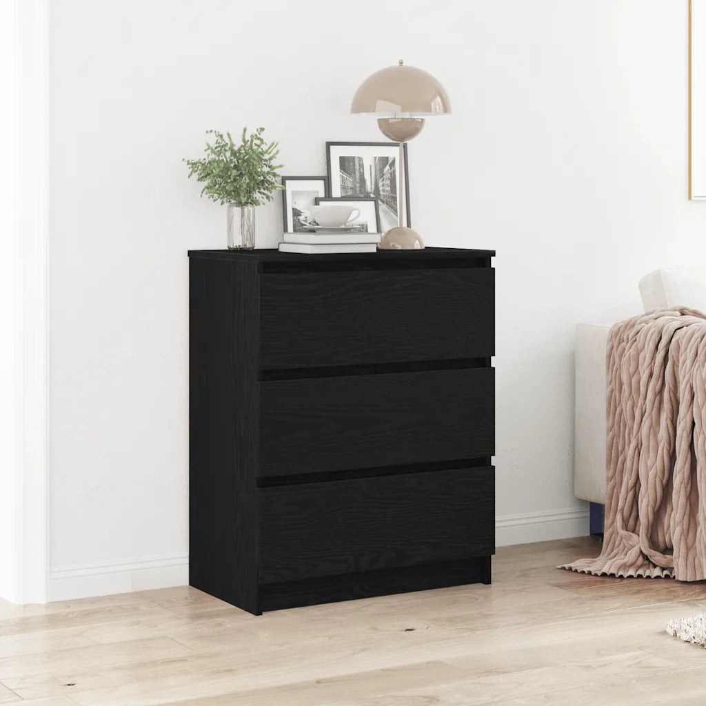 Credenza | Madia | Buffet da pranzo | Armadio da pranzo Rovere Nero 60x35x76 cm in Legno Multistrato