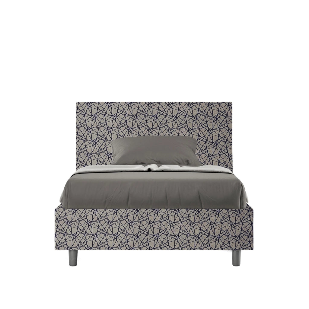 Letto 1 Piazza e Mezzo 120x200 cm con Rete e Contenitore Adele Era 09 Blu