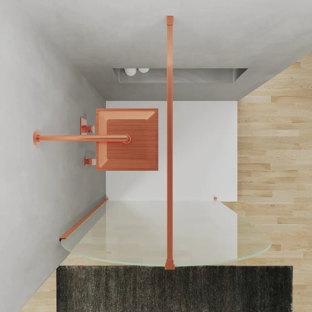Doccia walk-in arco 80cm con profilo rame spazzolato vetro trasparente 8mm easy clean h200| Nusa